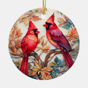 Ornamento De Cerâmica Red Cardinal Bird Natal Personalizado