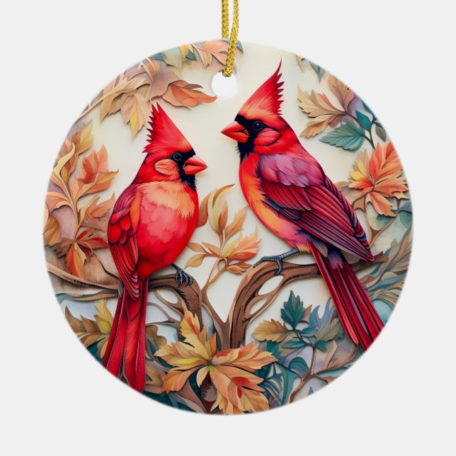 Ornamento De Cerâmica Red Cardinal Bird Natal Personalizado (Frente)