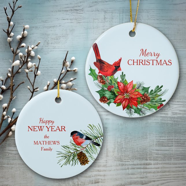 Ornamento De Cerâmica Red Cardinal Poinsettia (Criador carregado)
