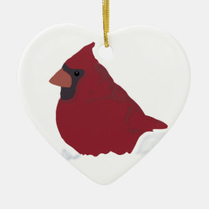 Ornamento De Cerâmica Red Cardinal Winter Snow