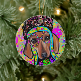 ORNAMENTO DE CERÂMICA RED DACHSHUND