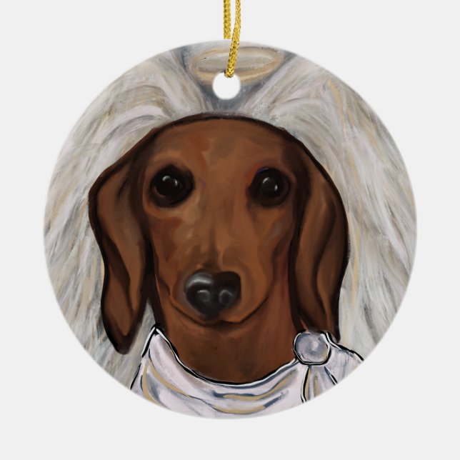Ornamento De Cerâmica Red Dachshund (Frente)