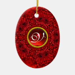 ORNAMENTO DE CERÂMICA RED DAHLIA RUBY MONOGRAM