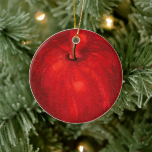 Ornamento De Cerâmica "Red Delicious Watercolor Apple
