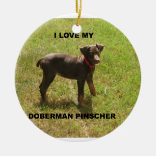 Ornamento De Cerâmica Red_doberman_love w pic