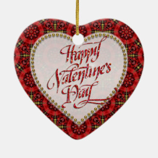 Ornamento De Cerâmica Red Dourado Happy Namorados Love Heart Ornament