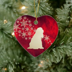 Ornamento De Cerâmica Red Dourado Snowflake American Cocker Spaniel