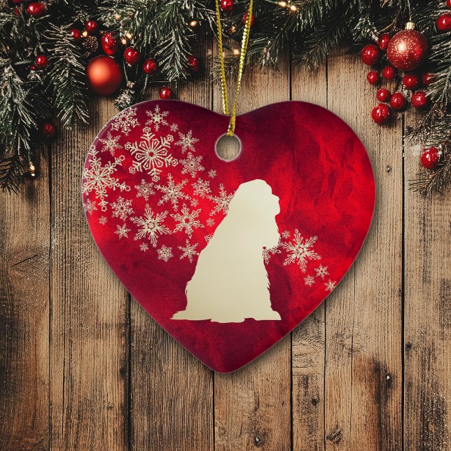 Ornamento De Cerâmica Red Dourado Snowflake American Cocker Spaniel (Criador carregado)