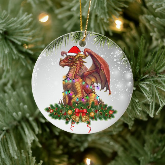 Ornamento De Cerâmica Red Dragon Santa Hats Bell Chrismas Gifts 2022 (Árvore)