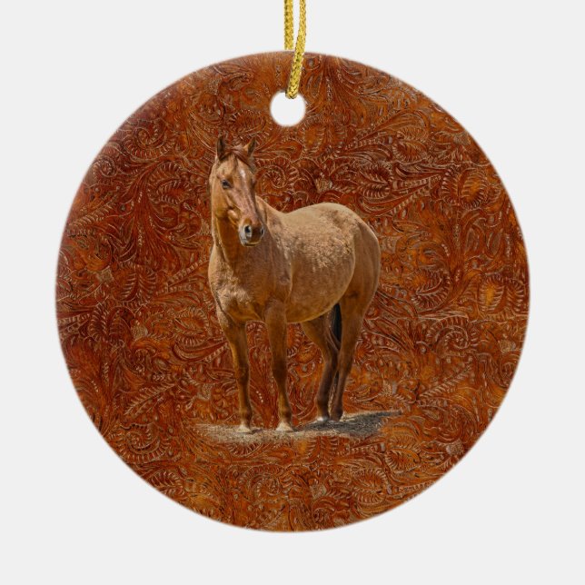 Ornamento De Cerâmica Red Dun Horse-lover's Equine Gift Design (Frente)