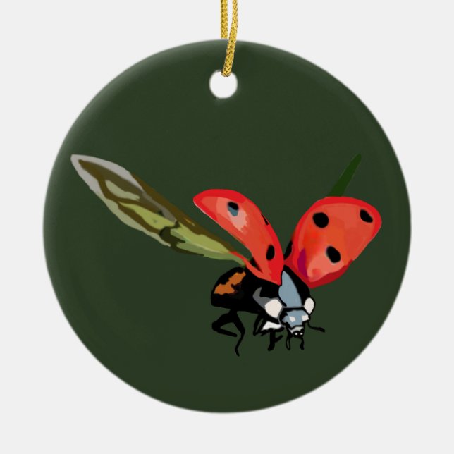 Ornamento De Cerâmica Red Flying Ladybird (Frente)