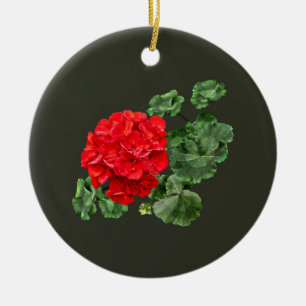 Ornamento De Cerâmica Red Geranium brilhante