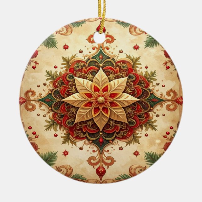 Ornamento De Cerâmica Red Green Decorative Holiday Ornament (Frente)