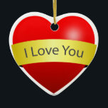 Ornamento De Cerâmica Red Heart with Love You Sign<br><div class="desc">Red Heart with Love You Sign</div>