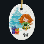 Ornamento De Cerâmica Red Hired Irish Dancer Winter Christmas<br><div class="desc">Este adorável Enfeites de natal de Natal do Irish Dance apresenta uma linda dançarina irlandesa ruiva em um vestido verde e ouro a dançar numa terra maravilhosa de inverno cheia de neve,  uma árvore de Natal e presentes. Personalize o verso do ornamento com um nome e um ano!</div>