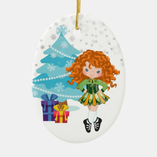 Ornamento De Cerâmica Red Hired Irish Dancer Winter Christmas