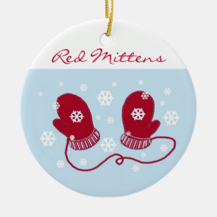 Ornamento De Cerâmica Red Holiday Mittens