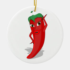 Ornamento De Cerâmica Red Hot Pepper Diva