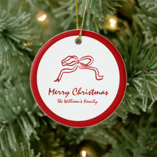 Ornamento De Cerâmica Red Knot Modern Christmas