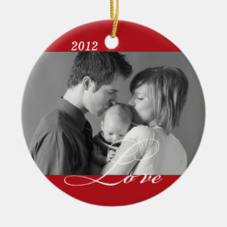Ornamento De Cerâmica Red LOVE sentimento personalizado de fotos de feri