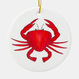 Ornamento De Cerâmica Red Maryland Hardshell Crab Crustacean Beach