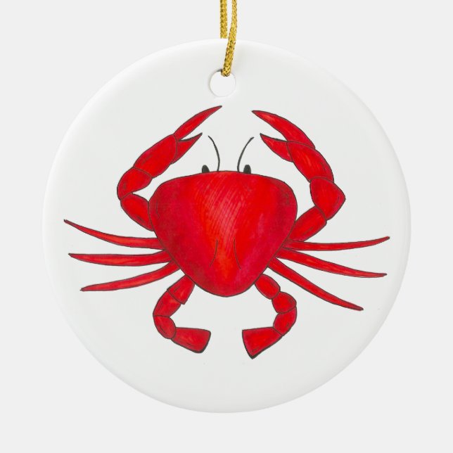 Ornamento De Cerâmica Red Maryland Hardshell Crab Crustacean Beach (Frente)