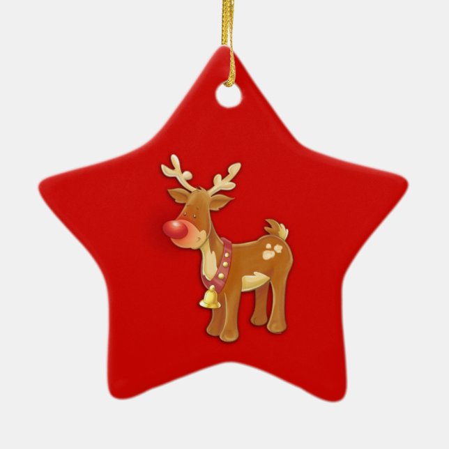 Ornamento De Cerâmica Red Nose Reindeer (Verso)
