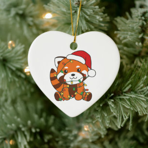 Ornamento De Cerâmica Red Panda Christmas Animais de inverno Red Pandas