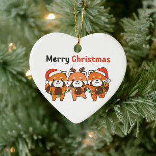 Ornamento De Cerâmica Red Panda Christmas Pandas Feliz Natal Cer