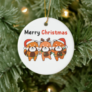 Ornamento De Cerâmica Red Panda Christmas Pandas Feliz Natal Cer