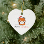 Ornamento De Cerâmica Red Panda Christmas Snow Winter Animais Pandas<br><div class="desc">O panda vermelho no Natal com um chapéu de Papai Noel. Animais engraçados com presentes e neve nas férias. Uma doce saudação de Natal. Os pandas vermelhos são animais bonitos e perfeitos para o Natal.</div>