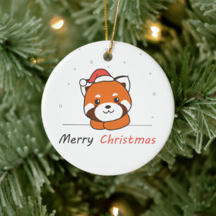 Ornamento De Cerâmica Red Panda Christmas Snow Winter Animais Pandas