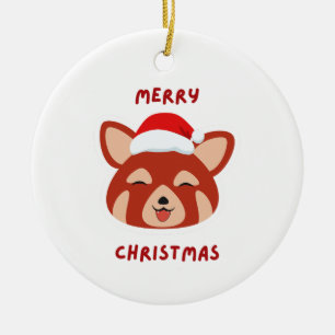 Ornamento De Cerâmica Red Panda Felry Christmas