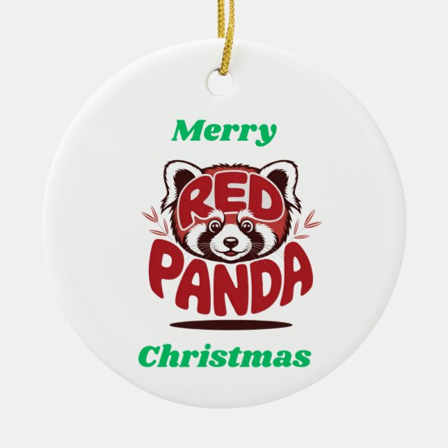 Ornamento De Cerâmica Red Panda Merry Christmas (Frente)