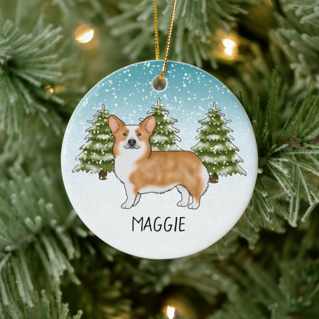 Ornamento De Cerâmica Red Pembroke Welsh Corgi Natal (Árvore)