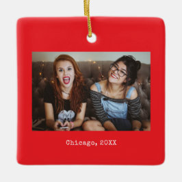 Ornamento De Cerâmica Red Photo Keepsake Christmas