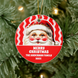 Ornamento De Cerâmica Red Retro Santa Claus Ric Natal