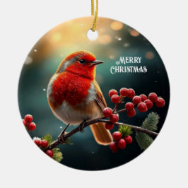 Ornamento De Cerâmica Red Robin Christmas Holiday Ornament