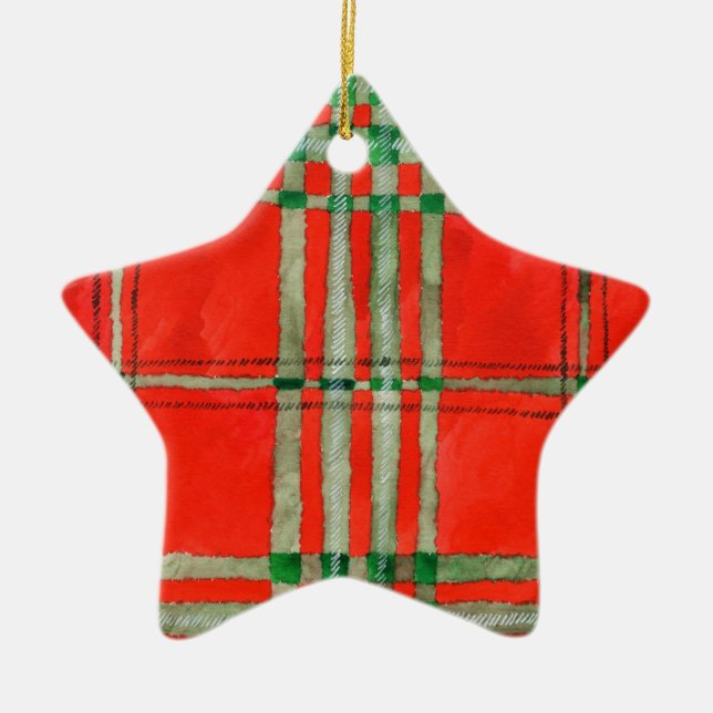 Ornamento De Cerâmica RED SCOTT TARTAN Ceramic Star Ornament (Frente)