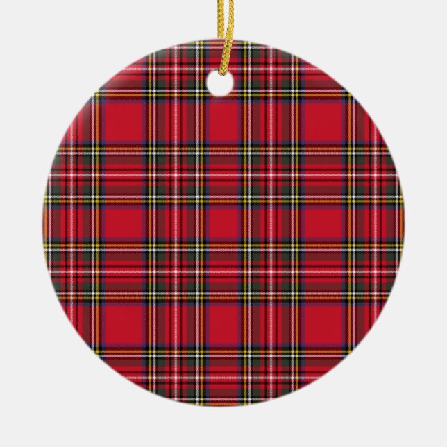 Ornamento De Cerâmica Red Scottish Xadrez Tartan (Frente)