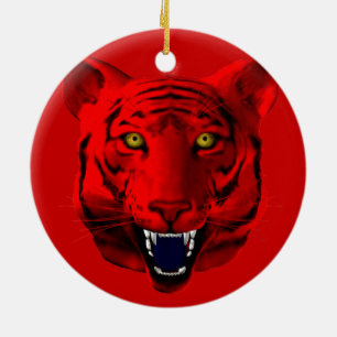 Ornamento De Cerâmica Red Tiger