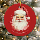 Ornamento De Cerâmica Red Vintage Watercolor Papai Noel Natal<br><div class="desc">Celebrar a época festiva com nosso ornamento cerâmico Red Vintage Watercolor Papai Noel Natal! Este adorável ornamento apresenta um nostálgico design de Papai Noel contra um fundo sólido na moda, combinando encanto de vintagem com talento moderno. Perfeito por adicionar um toque festivo à sua árvore de Natal. Personalize este design...</div>