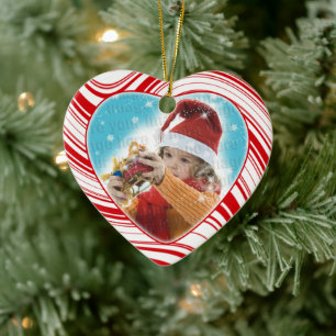 Ornamento De Cerâmica Red & White Candy Cane Custom Christmas Ornament