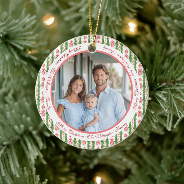 Ornamento De Cerâmica Red & White Chinoiserie Garland Grandmillennial (Árvore)