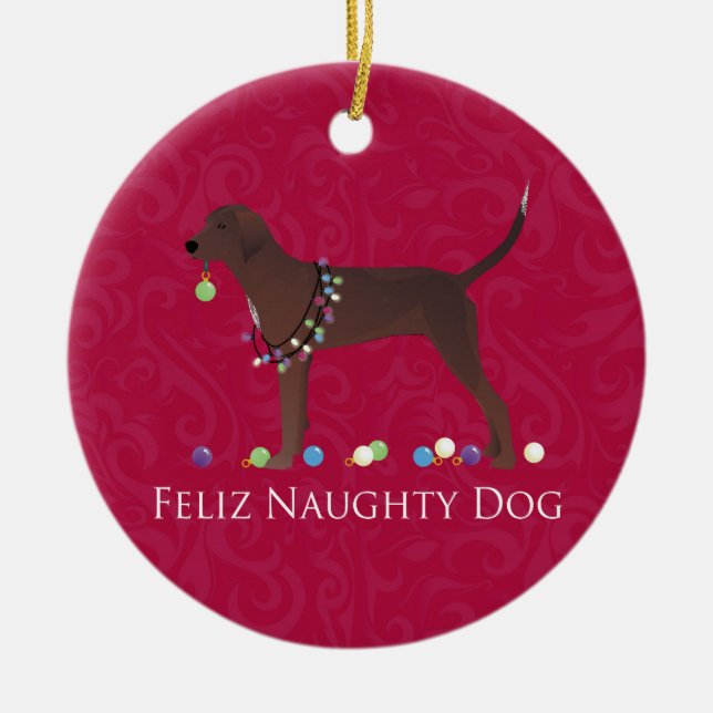 Ornamento De Cerâmica Redbone Coonhound Natal (Frente)