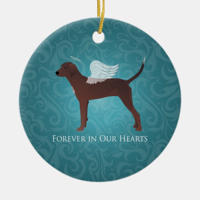 Ornamento De Cerâmica Redbone Coonhound Pet Memorial Angel Dog (Frente)