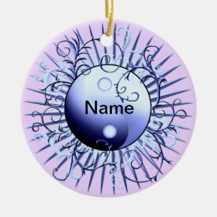 Ornamento De Cerâmica Redemoinho Azul Yin Yang