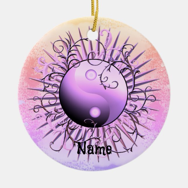 Ornamento De Cerâmica Redemoinho Violeta Yin Yang  (Frente)