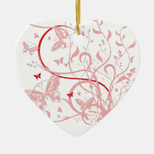 Ornamento De Cerâmica Redemoinhos cor-de-rosa da borboleta