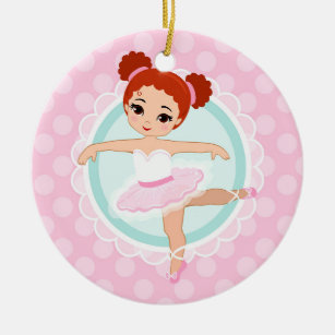 Ornamento De Cerâmica Redhead Ballerina - Balé rosa Dançarina